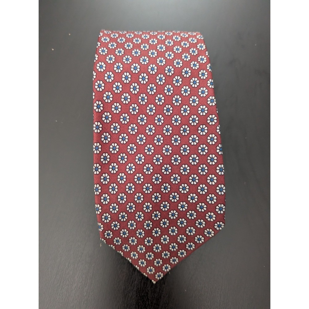 Robert Talbott‎ Tie Necktie USA Made English Silk Maroon Red Floral Print 58"